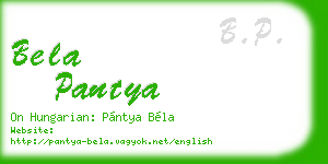 bela pantya business card